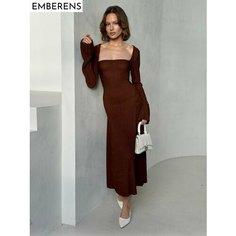 Платье EMBERENS Весна-лето 2025, размер L, коричневый
