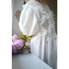 Платье лён 100% Макси Оверсайз, размер Onesize/Oversize, белый AD