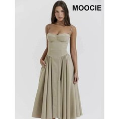 Платье MOOCIE Весна-лето 2024, размер 2XL, хаки
