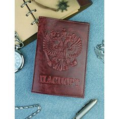 Обложка для паспорта LeatherStyle, темно-коричневая