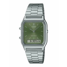 Наручные часы CASIO, черный, серебряный, зеленый
