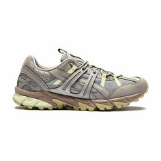 Кроссовки ASICS Осень-зима 2024, размер 42, серый/салатовый