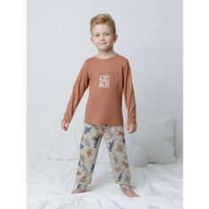 Пижама crockid К 1606/кофейный мусс,цветные динозавры, размер 52/92, бежевый, коричневый