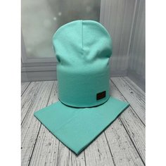 Шапка-бини для детей, размер универсальный, бирюзовый Daisyshop