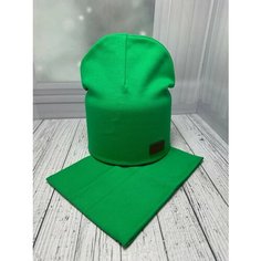 Шапка-бини для детей, размер универсальный, зеленое яблоко Daisyshop