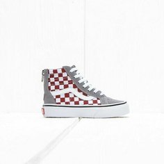 Кеды VANS Кеды Vans K SK8-HI ZIP (CHECKERBOARD), размер 13 C / 18 CM, белый, красный, серый