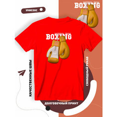 Футболка с принтом боксерскими перчатками national team boxing, размер L, красный Lucky Style