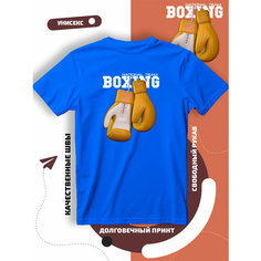 Футболка с принтом боксерскими перчатками national team boxing, размер XL, cиний Lucky Style