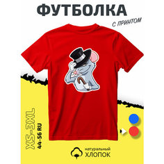 Футболка PhilShop с принтом Мистер Крыс в шляпе, размер XL, красный