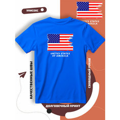Футболка с флагом США USA, размер L, cиний Lucky Style