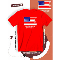 Футболка с флагом США USA, размер L, красный Lucky Style