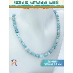 Колье, ларимар, длина 38 см, голубой Нет бренда