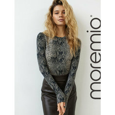 Лонгслив moremio, размер 42, , коричневый, черный, бежевый