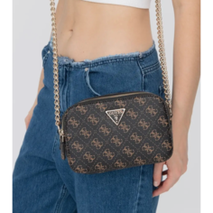 Сумка GUESS, фактура зернистая, коричневая