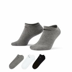 Носки NIKE EVERYDAY LIGHTWEIGHT NO-SHOW3 PAIR SOCKS, комплект, 3 пары, размер M, белый/черный/серый