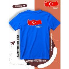 Футболка с флагом Турции Turkey, размер XXL, cиний Lucky Style
