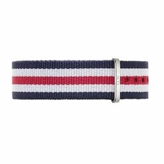 Ремешок Daniel Wellington, фактура плетеная, размер 20, серебряный, синий, красный, белый