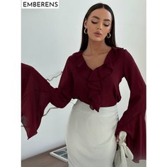 Блуза EMBERENS Весна-лето 2025, размер 48, бордовый