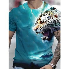 Футболка Animal, размер 2XL, синий, белый Нет бренда
