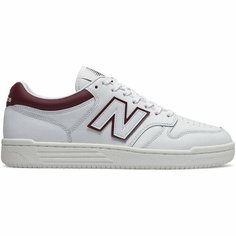 Кеды New Balance 480, полнота F, размер 10,5 US, белый/бордовый/белый