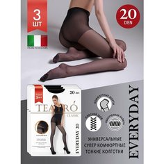 Колготки TEATRO, 20 den, 3 шт., размер 4, черный