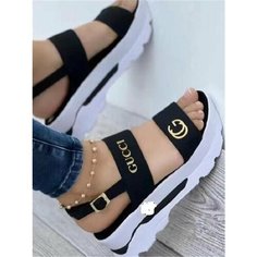 Сандалии, размер CN 37(23.5CM), black Нет бренда