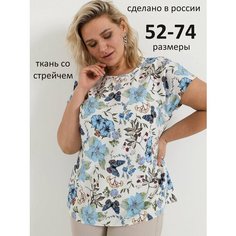 Блуза Taktilno, размер 52-54, белый, мультиколор