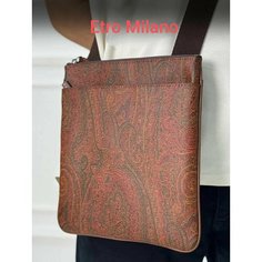 Сумка кросс-боди ETRO, фактура зернистая, коричневый