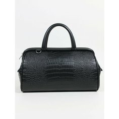 Сумка саквояж CityValise, фактура под рептилию, черный
