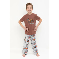 Пижама crockid К 1599/медно-коричневый,машины, размер 56/110, серый, коричневый