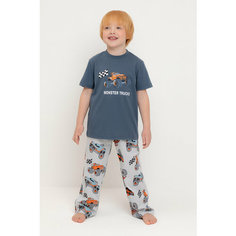 Пижама crockid К 1599/винтажный синий,машины, размер 56/104, синий, серый