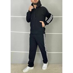 Костюм спортивный летний мужской для бега, фитнеса, для занятия спортом, для пробежек., размер 52, черный Нет бренда