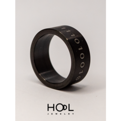 Кольцо помолвочное HODL, размер 19, ширина 10 мм, черный