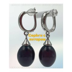 Серьги, янтарь прессованный, серый, красный Abboo