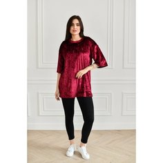 Футболка BUY-TEX.RU женская, велюровая, оверсайз, размер 50, бордо