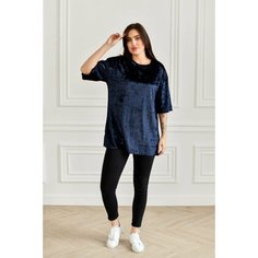 Футболка BUY-TEX.RU женская, велюровая, оверсайз, размер 46, cиний