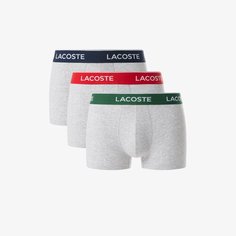 Трусы LACOSTE, комплект из 3 шт., размер M, серый