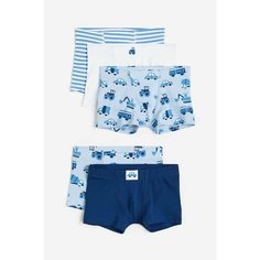 Трусы H&M Машины, 5 шт., размер 134/140 (8-10 лет), белый, синий, голубой