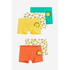 Трусы H&M Смайлики (Smile), 5 шт., размер 122/128 (6-8 лет), белый, оранжевый, черный, бирюзовый