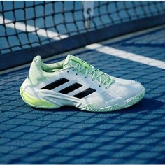 Кроссовки adidas Barricade 13, полнота F, размер 8,5 UK, белый-зеленый