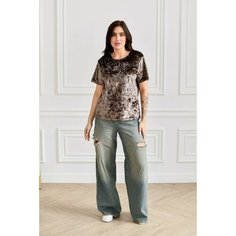 Футболка BUY-TEX.RU женская, велюровая, размер 54, кофе