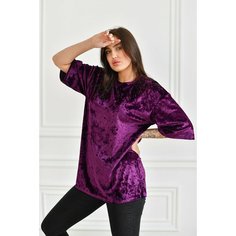 Футболка BUY-TEX.RU женская, велюровая, оверсайз, размер 54, фиолетовый