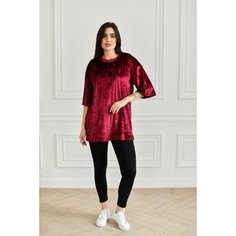 Футболка BUY-TEX.RU женская, велюровая, оверсайз, размер 46, бордо