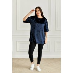 Футболка BUY-TEX.RU женская, велюровая, оверсайз, размер 56, cиний