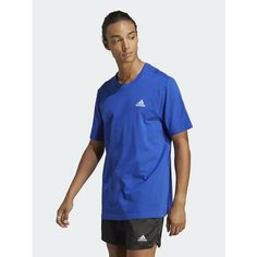 Футболка adidas Essentials Single Jersey Embroidered Small Logo Tee, размер S INT, синий, оранжевый