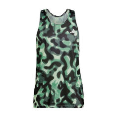 Майка спортивная adidas Own the Run 3-Stripes Allover Print Singlet, размер L, зеленый/черный