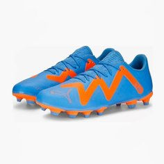 Бутсы PUMA FUTURE PLAY, размер 42, синий/оранжевый