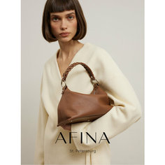 Сумка хобо Afina, фактура зернистая, коричневый