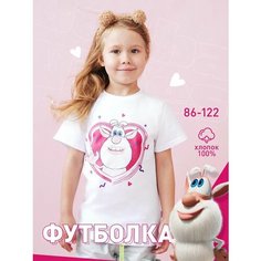 Футболка МУЛЬТИКИДЗ, размер 34, белый/розовый