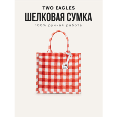 Сумка тоут TWO EAGLES, фактура бархатистая, красный, розовый, белый